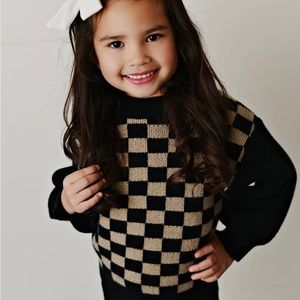 Kid’s Black & Brown Checkered Sweater